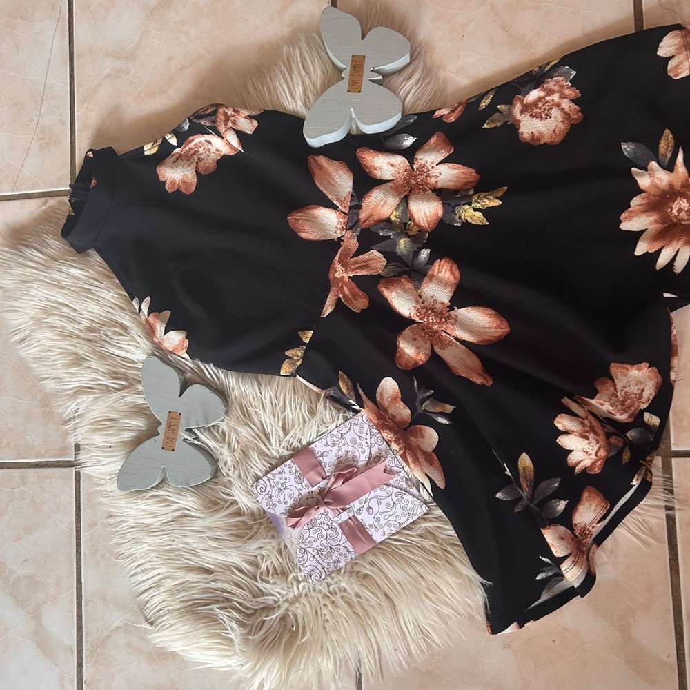 Mine Black Floral Mini Dress